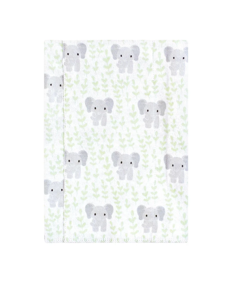 Hudson Baby Cotton Flannel Burp Cloths 7pk, Leafy Elephant, One Size