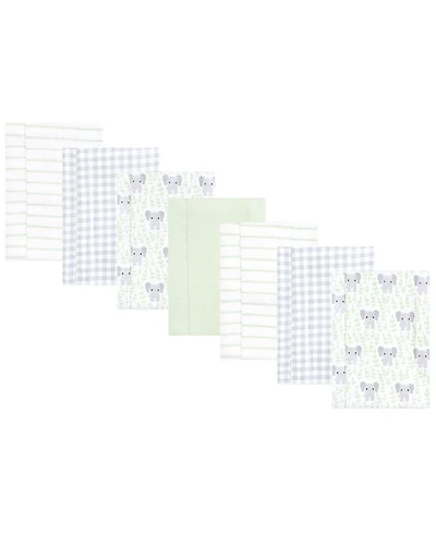 Hudson Baby Cotton Flannel Burp Cloths 7pk, Leafy Elephant, One Size