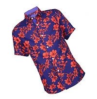 Elie Balleh Little Boys Navy Floral Short Sleeve Button Down Shirt