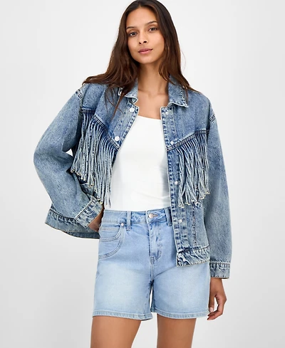 And Now This Women's Fringed Denim Jacket, Macy's Exclusive