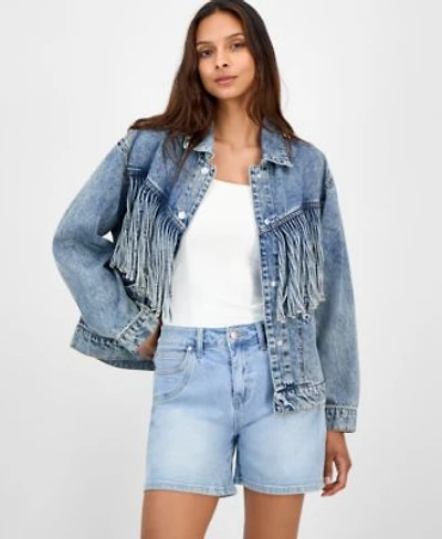 Now This Womens Fringed Denim Jacket Pxs 4x Macys Exclusive