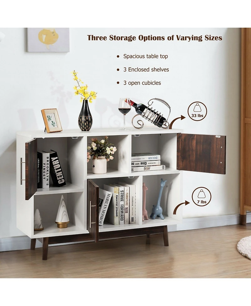 Volenca Wood Display Sideboard Storage Cabinet with Storage Compartments