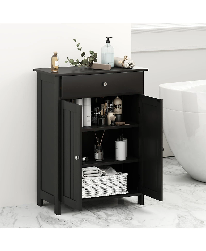 Volenca Bathroom Floor Cabinet Freestanding Storage Organizer with 2 Doors