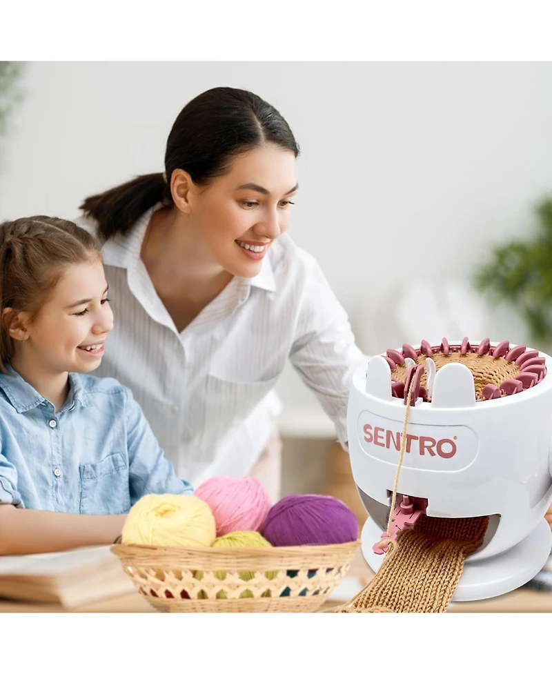 Sentro 22-Needle Pink Knitting Machine | Easy Diy Scarves & Hats | Fast Beginner & Kid-Friendly Craft Kit