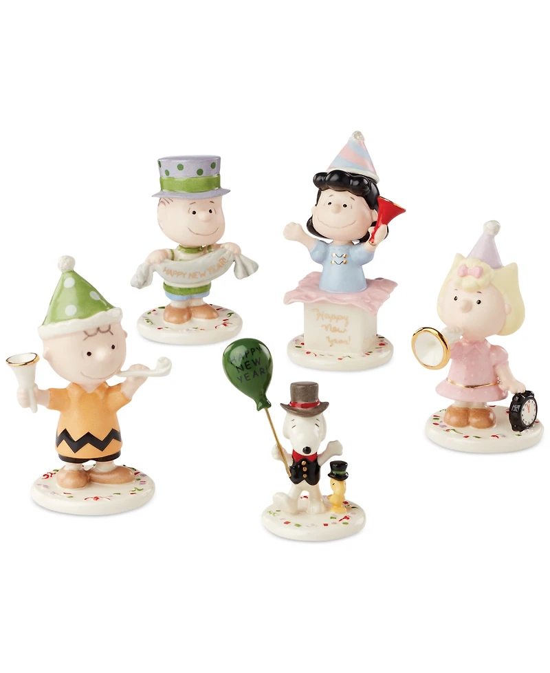 Lenox Peanuts Happy New Year Porcelain Figurines, Set of 5