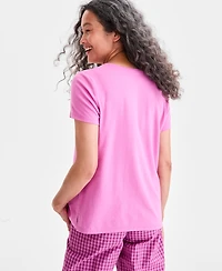 Charter Club Women's Solid V-Neck Short-Sleeve Sleepwear Top