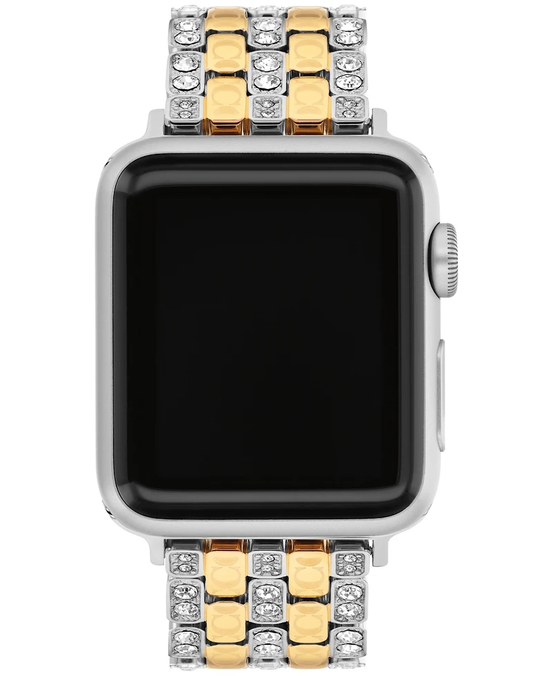 Coach Women's Two Tone Stainless Steel and Crystals Apple Watch Strap, 38mm, 40mm, 41mm