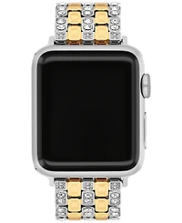 Coach Women's Two Tone Stainless Steel and Crystals Apple Watch Strap, 38mm, 40mm, 41mm