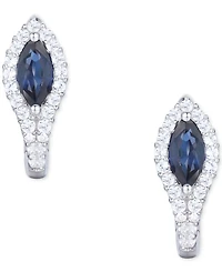 Gemstone (5/8 ct. t.w.) & Diamond (1/4 Hoop Earrings 14k Gold