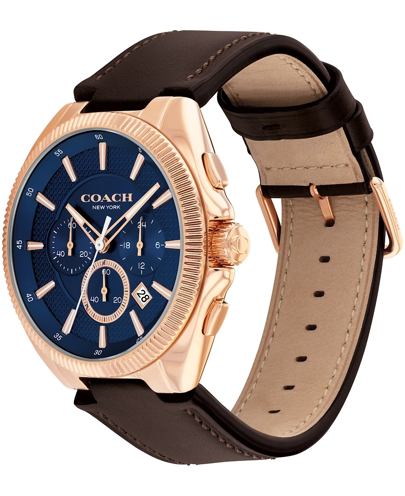 Coach Men's Jackson Dark Brown Leather Calfskin Bracelet Watch, 44mm