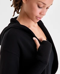 Id Ideology Women's Relaxed French Terry Cropped Hooded Cardigan, Macy's Exclusive