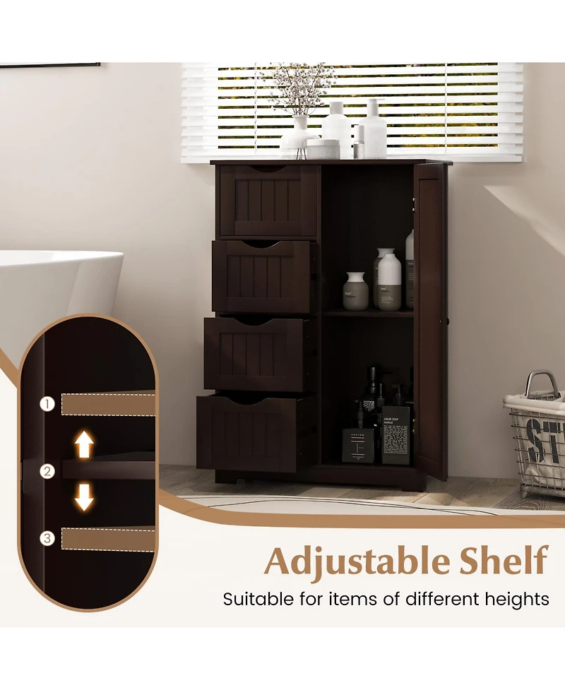 Volenca Standing Indoor Wooden Cabinet with 4 Drawers