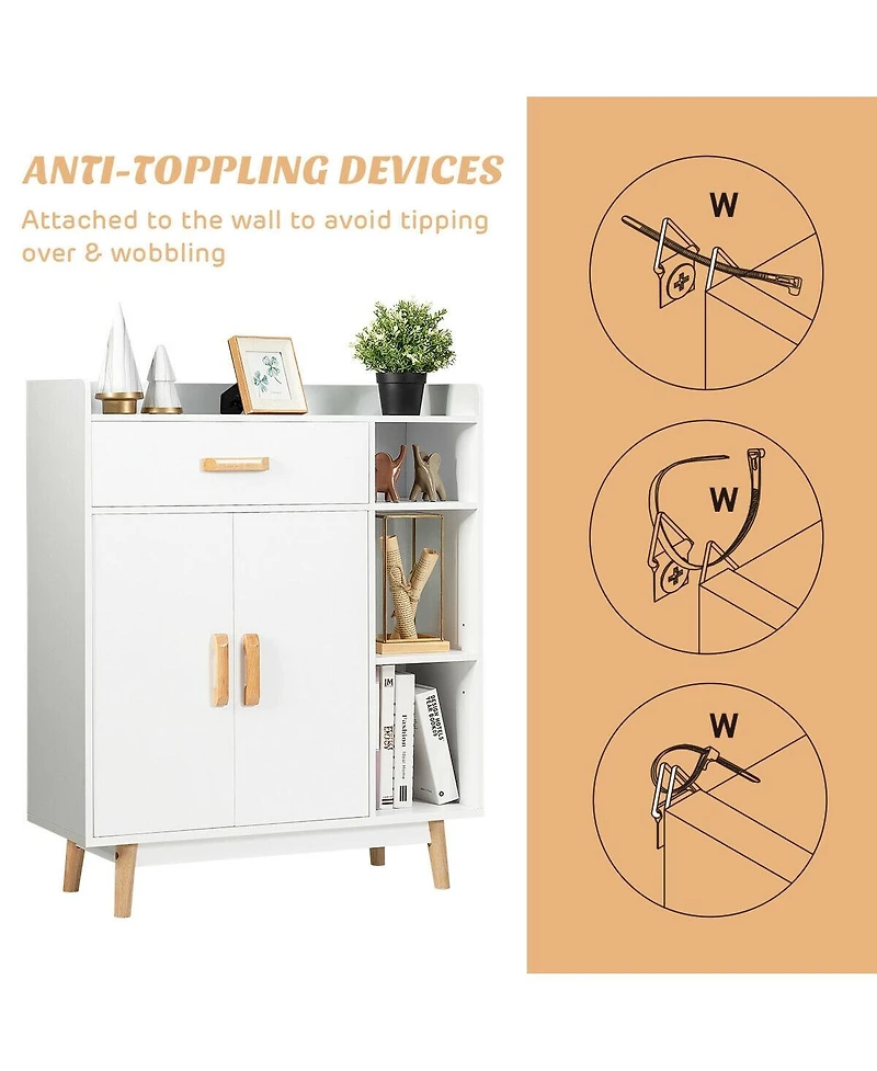 Volenca Floor Storage Cabinet Free Standing Cupboard Chest with 1 Drawer