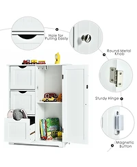 Volenca Bathroom Floor Cabinet Side Storage Cabinet with 3 Drawers and 1 Cupboard