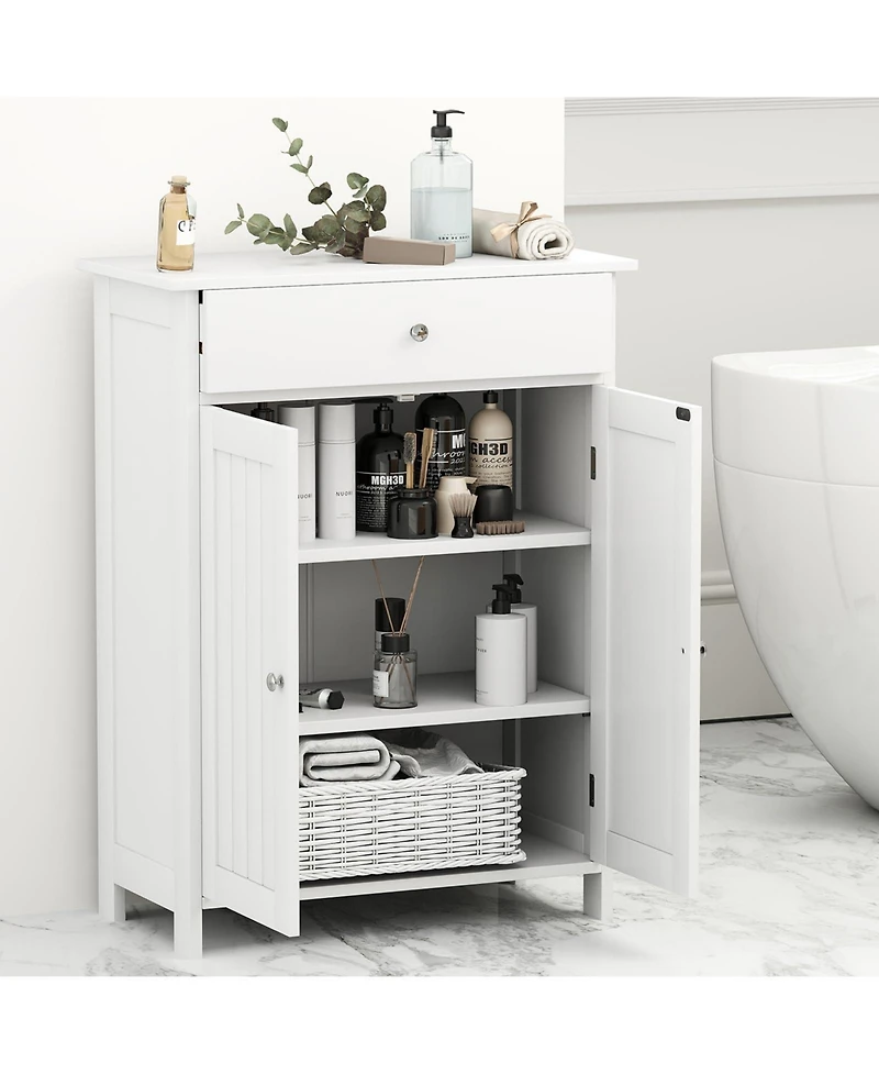 Volenca Bathroom Floor Cabinet Freestanding Storage Organizer with 2 Doors