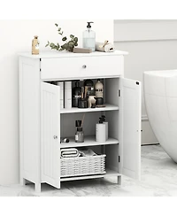 Volenca Bathroom Floor Cabinet Freestanding Storage Organizer with 2 Doors