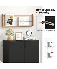 Volenca 2-Door Modern Floor Storage Cabinet with 3-Tier Shelf