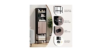 Volenca 57 Inch Bathroom Tall Cabinet with 1 Door and 4 Shelves Narrow Storage Unit with Adjustable Shelves