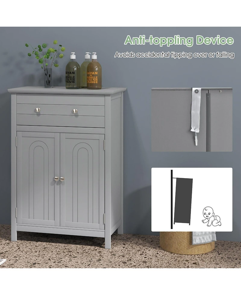 Volenca 2-Door Freestanding Bathroom Cabinet with Drawer and Adjustable Shelf