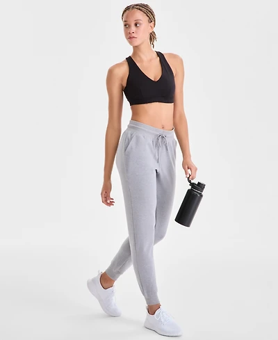 Id Ideology Women's Relaxed High-Rise Heathered Fleece Joggers, Macy's Exclusive