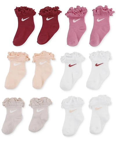 Nike Baby and Toddler Ruffled-Trim Swoosh Socks, 6 Pack