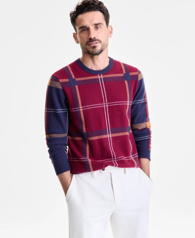 Club Room Men's Patrick Regular-Fit Plaid 100% Cashmere Sweater, Macy's Exclusive