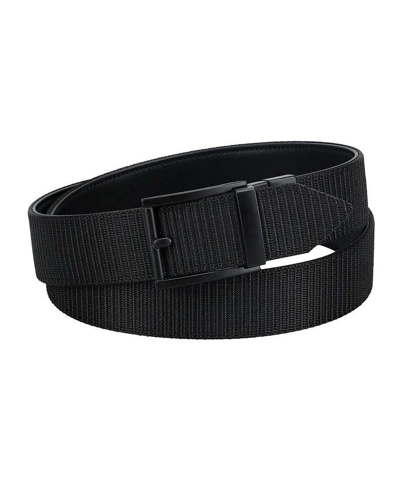 Kenneth Cole Reaction Men's Two-in-One Reversible Fabric and Artificial Leather Track Lock Belt