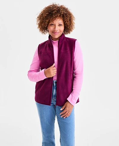 Style & Co Women's Zip-Front Polar Fleece Vest, Created for Macy's