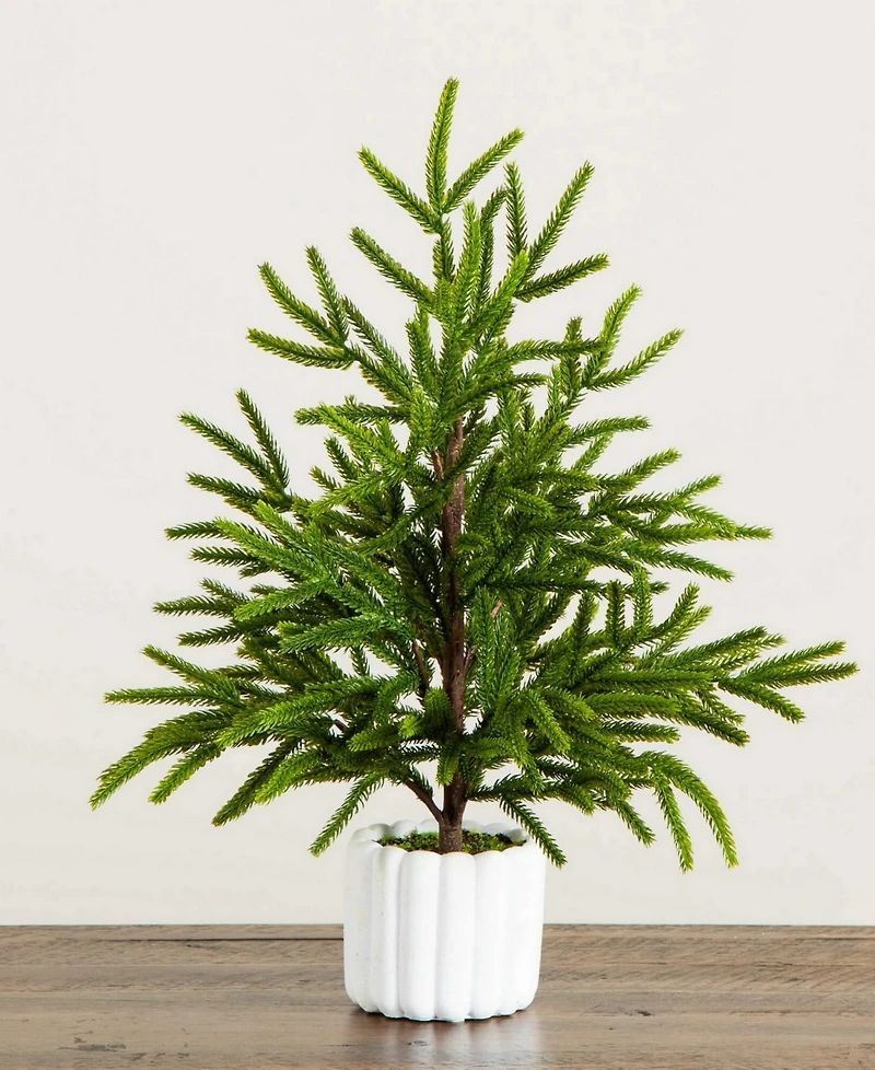 Nearly Natural 22" Artificial Real Touch Norfolk Island Pine Decorative Planter