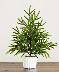 Nearly Natural 22" Artificial Real Touch Norfolk Island Pine Decorative Planter
