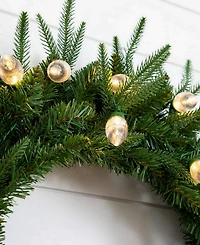 Nearly Natural 24" Pre-Lit Artificial Luxembourg Pine Christmas Wreath Bulb Led Lights