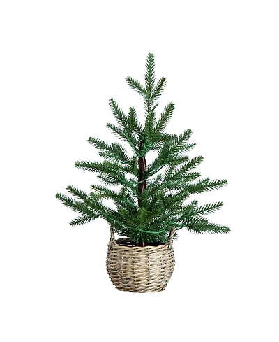 Nearly Natural 1.5" Pre-Lit Artificial Christmas Tree in Basket Led Lights
