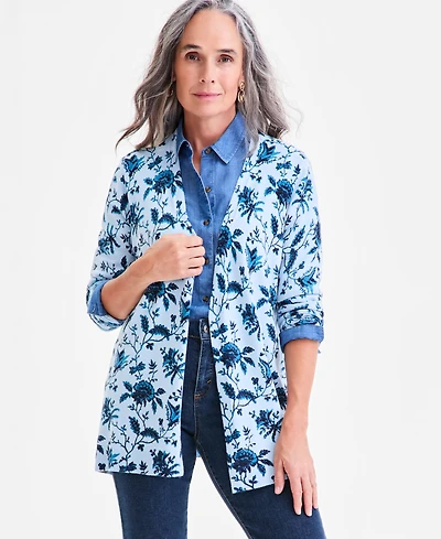 Style & Co Women's Printed Open-Front Cardigan, Macy's Exclusive