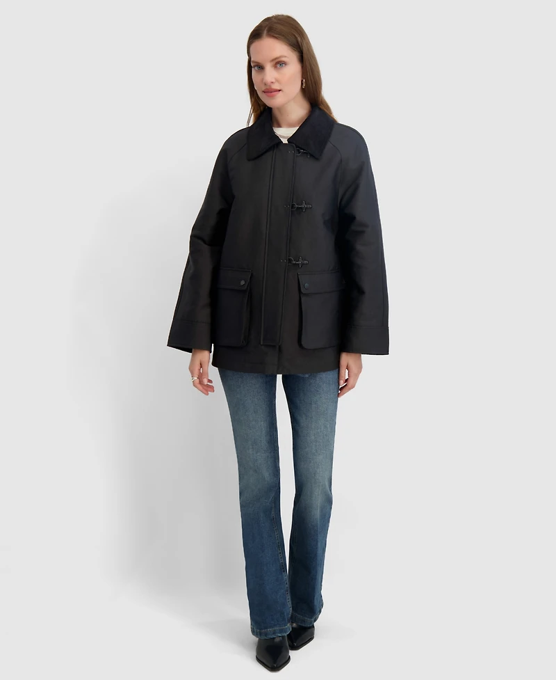 Tahari Women's Collared Canvas Barn Jacket