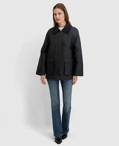 Tahari Women's Collared Canvas Barn Jacket