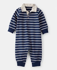 Carter's Baby Boys Cotton Long-Sleeve Striped Polo Jumpsuit