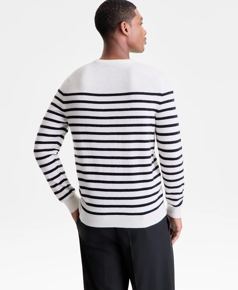 Club Room Men's Breton Regular-Fit Stripe 100% Cashmere Sweater
