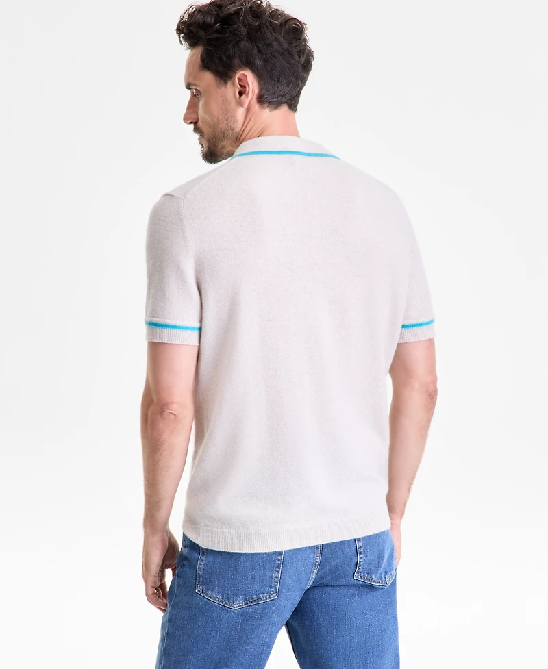 Club Room Men's Regular-Fit Tipped 100% Cashmere Sweater Polo Shirt, Macy's Exclusive