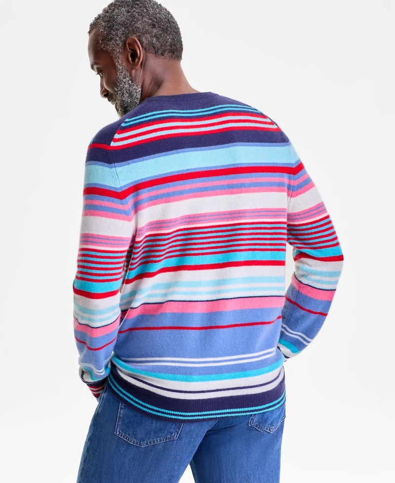 Club Room Men's 100% Cashmere Stripe Crewneck Sweater