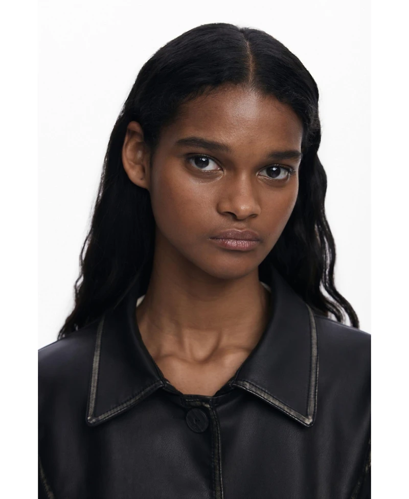 Desigual Women's Long faux leather jacket