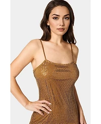 Bebe Women's Sequin Crochet Fringe Dress