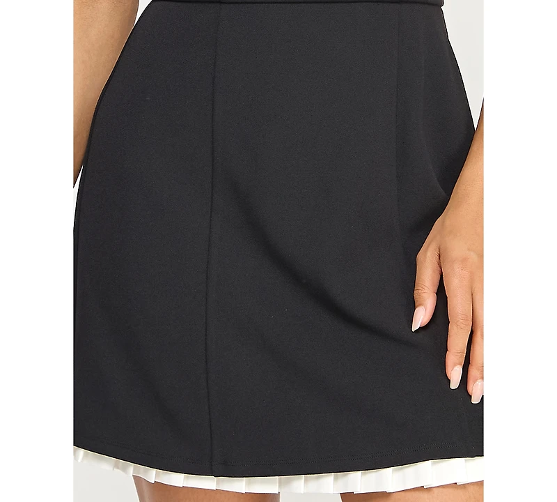 Row A Juniors' Scuba Crepe Sleeveless A-line Dress