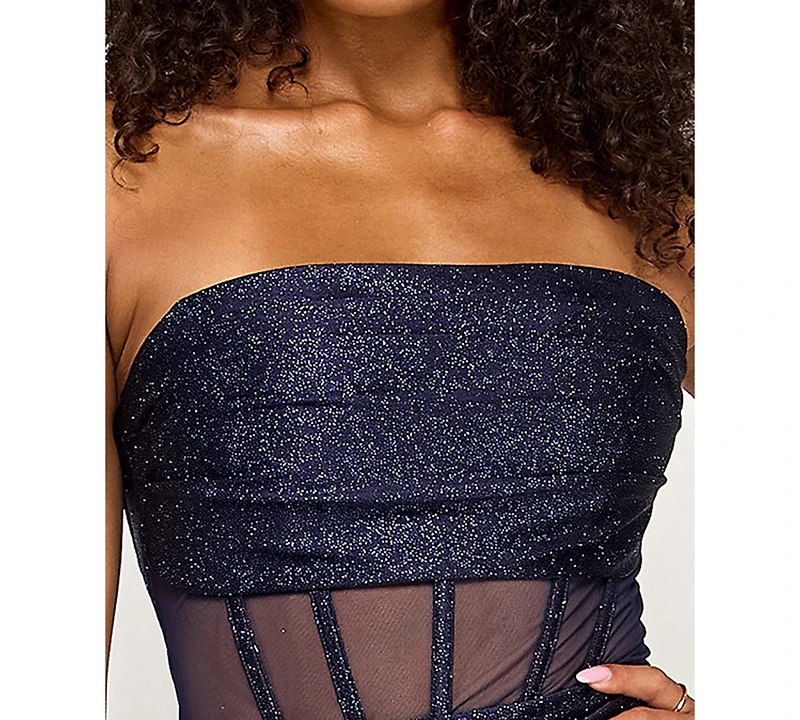 Katia Rae Juniors' Strapless Glitter-Knit Bodycon Dress