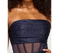 Katia Rae Juniors' Strapless Glitter-Knit Bodycon Dress