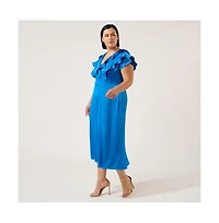 Estelle Poseidon Ruffle Midi Dress