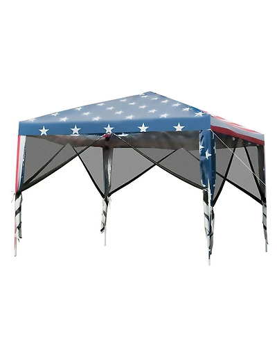 Gymax 10' x 10' Outdoor Pop-up Canopy Tent w/ Mesh Sidewalls Carrying Bag
