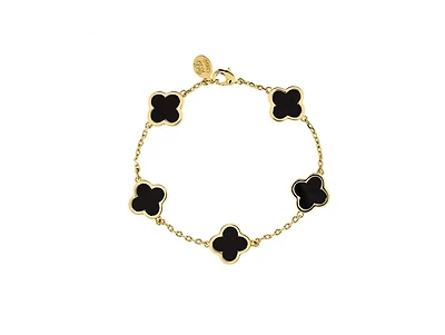 Rivka Friedman Onyx Clover Station Bracelet
