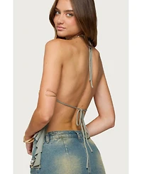Edikted Women's Safi Backless Split Front Halter Top