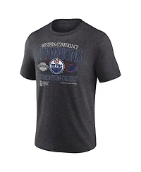 Fanatics Men's Heather Charcoal Edmonton Oilers 2025 Western Conference Champions Old School Tri-Blend T-Shirt