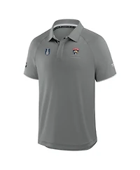 Fanatics Men's Gray Florida Panthers 2025 Stanley Cup Champions Authentic Pro Polo Shirt
